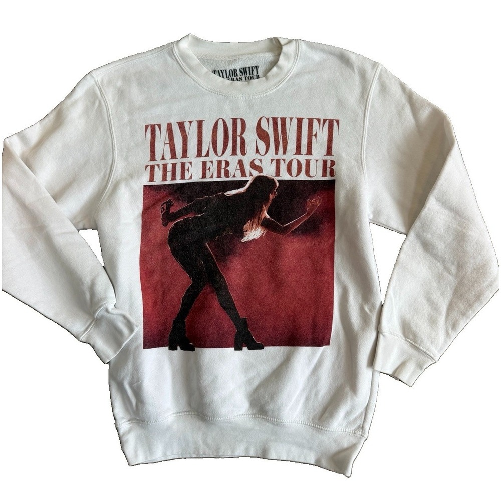 Taylor Swift White The Eras Tour Crewneck Women's Sweatshirt Pullover Sz small